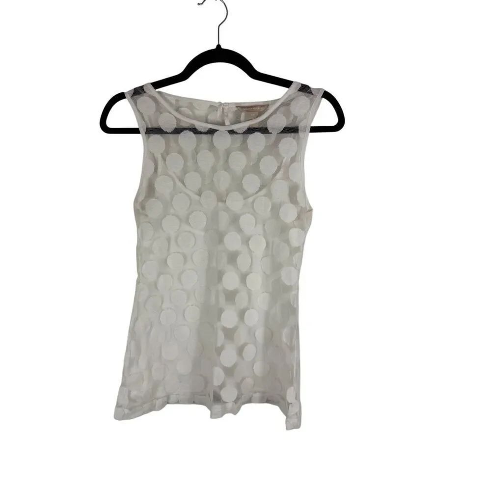 Banana Republic White Polka Dot Sheer Tank Blouse - size xs
